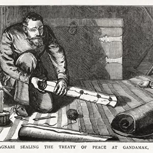 Major Cavagnari sealing the treaty of peace at Gandamak, 26th May 1879