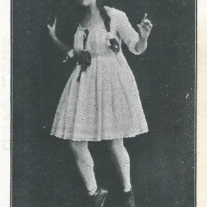Malvina Dunreath in a childlike white dress and long boots, circa 1915 Malvina Dunreath in a childlike white dress and long boots, circa 1915