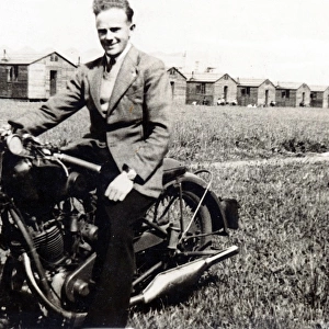 Man on a 1928 BSA motorcyle