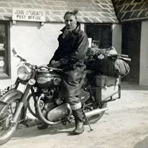 Man on his 1956 / 7 Royal Enfield motorcycle