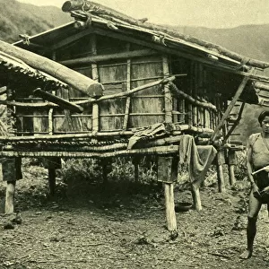 Man and two children of an indigenous tribe, Formosa