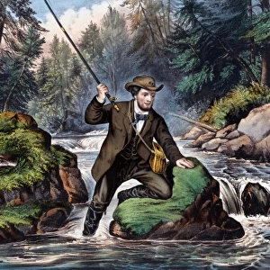 A man fishing in a river
