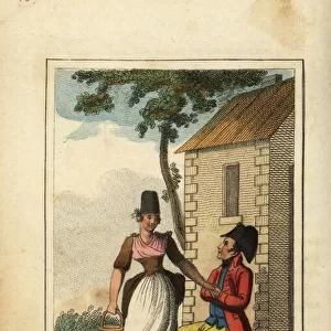 Man and milkmaid, Prussian Silesia, 1818