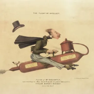 Man riding on a steam rocket