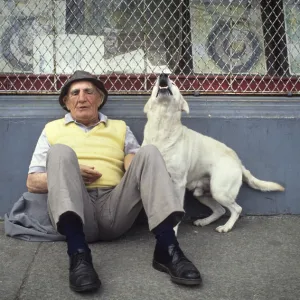 Man with singing dog, Ireland