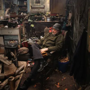 A man sits in his shed - Kirkcudbright, SW Scotland