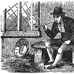 Man smoking a clay pipe, c. 1800