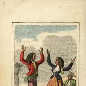 Man and woman of Catalonia dancing the fandango, 1818