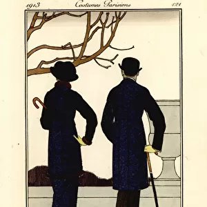 Man and woman in fashionable suits, 1913