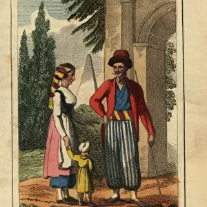 Man and woman of the Isle of Santorini, Greece, 1818