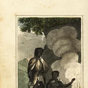 Man and woman of the Land of Fire or Tierra del Fugo, 1818