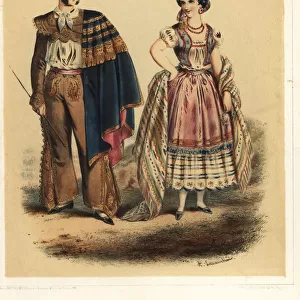 Man and woman in Mexican national costumes