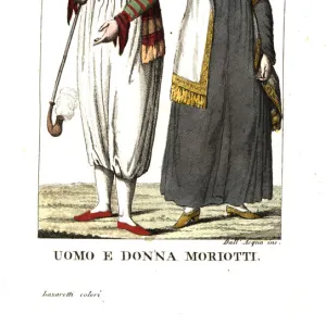 Man and woman of the Morea Eyalet, the Peloponnese, Greece