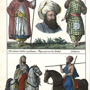 Man from Yemen, Arabian woman, Arab and Bedouin tribesman
