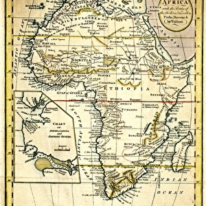 Map of Africa, with travellers routes