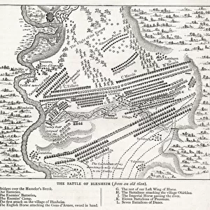 Map of the Battle of Blenheim (or Blindheim), Hochstadt, Germany, 13 August 1704