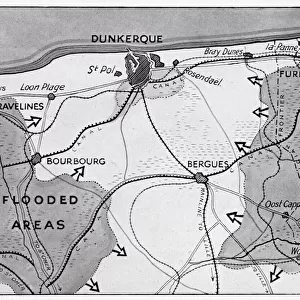 Map of Dunkirk area during the evacuation, WW2