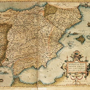 Map of the Iberian Peninsula. Theatrum Orbis Terrarum by Abr
