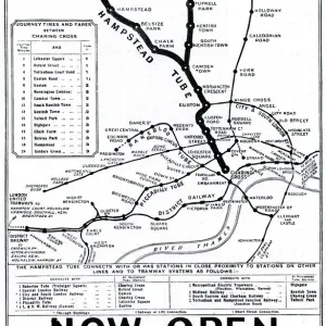 Map of London Underground railway, Hampstead Tube