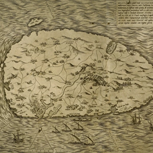Map of Malta. Island. Mediterranean Sea. Italian engraving