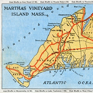 Map of Marthas Vineyard, Massachusetts, USA