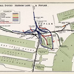 Map, Millwall Docks (Harrow Lane) and Poplar, East London