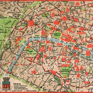 Map of Paris in 1908 with geographic and demographical data