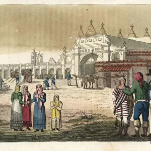 Market square in Buenos Aires, Argentina, early 19th century