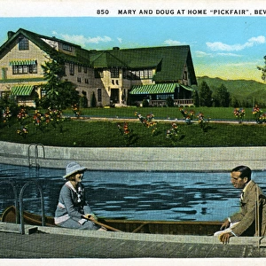 Mary Pickford & Douglas Fairbanks at their home Pickford
