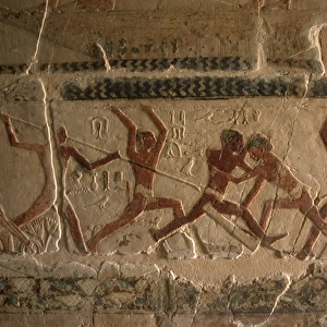 Mastaba of Nefer and Kahay. Relief. Fighters. Egypt