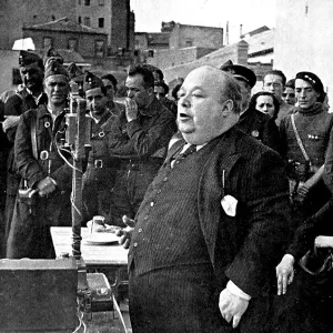 The Mayor of Madrid making a speech; Spanish Civil War 1936