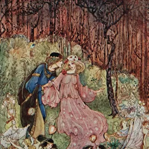 Medieval couple with fairies