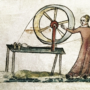 Medieval Spinster. Manuscript c. 1340