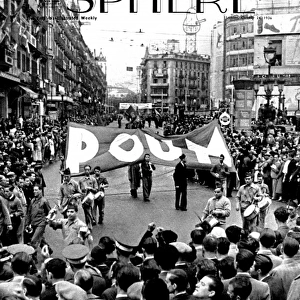 Members of the POUM march through Barcelona; Spanish Civil W