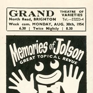 Memories of Jolson, revue, Grand Theatre, Brighton