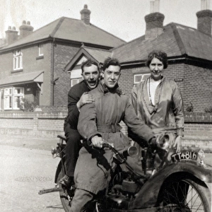 Two men on 1925 Neracar motorcycle