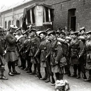 Men of the Black Watch in French village, WW1