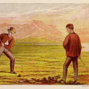 Men playing golf