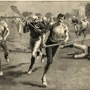 Men playing a Lacrosse Match