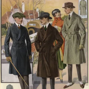 Men in Raglan and Ulsterette coats from the 1920s