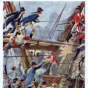 Men of the Redoubtable try to board HMS Victory at Trafalgar