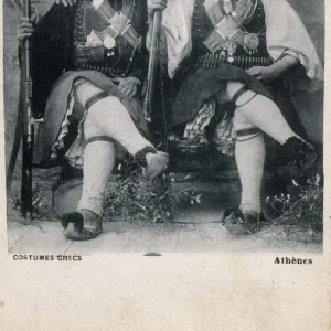 Three men in traditional Greek Costume - Athens, Greece