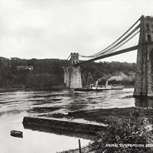 The Menai Suspension Bridge between the island of Anglesey and the mainland of Wales