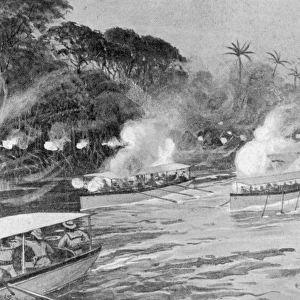 The Mendi Expedition. Boats bombarding enemy positions