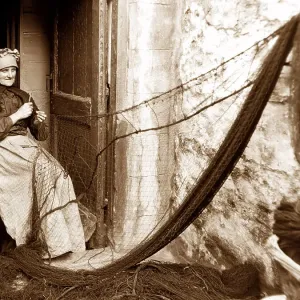 Early 1900s Fishing Net Mending Print. Art Prints, Posters & Puzzles from  Mary Evans