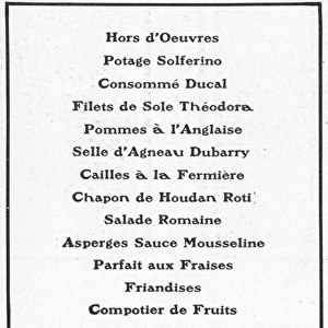 Menu from the Savoy salle manger