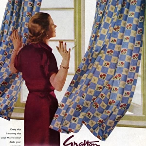 Merriecolour curtains advertisement, 1950s