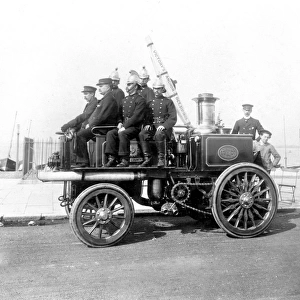 Merryweather steam fire engine with crew