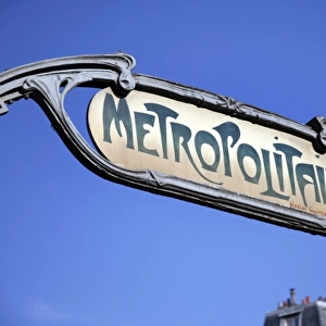 Metropolitain Metro sign in Paris, France