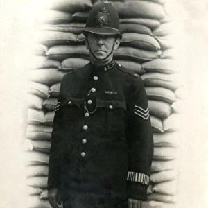 Metropolitan Police officer with sandbags in wartime
